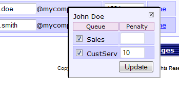 agentAssign1 Adding John to Sales and CustServ
